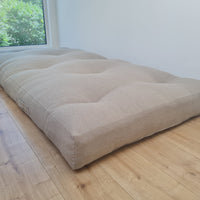 HEMP shikibuton 6” thick mat Shiki futon filled organic hemp fiber filler in natural undyed linen fabric Custom Size Hand made
