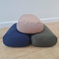 Cotton Bolster filled organic Buckwheat hulls yoga pillow Meditation pillow natural non dyed cotton fabric