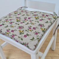 13" x 13" (33x33 cm) Hemp Linen seat cushion for chair with ties filled organic hemp fiber in natural linen fabric Chair Cushion Pillow seat