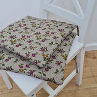 13" x 13" (33x33 cm) Hemp Linen seat cushion for chair with ties filled organic hemp fiber in natural linen fabric Chair Cushion Pillow seat