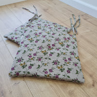 13" x 13" (33x33 cm) Hemp Linen seat cushion for chair with ties filled organic hemp fiber in natural linen fabric Chair Cushion Pillow seat