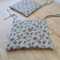 13" x 13" (33x33 cm) Hemp Linen seat cushion for chair with ties filled organic hemp fiber in natural linen fabric Chair Cushion Pillow seat