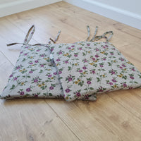 13" x 13" (33x33 cm) Hemp Linen seat cushion for chair with ties filled organic hemp fiber in natural linen fabric Chair Cushion Pillow seat