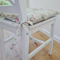 Hemp Chair Seat Cushion filled organic Hemp Fiber in Roses on Mint natural cotton fabric Custom Size, Pillow