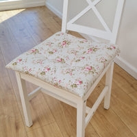 Hemp Chair Seat Cushion filled organic Hemp Fiber in Roses on Mint natural cotton fabric Custom Size, Pillow