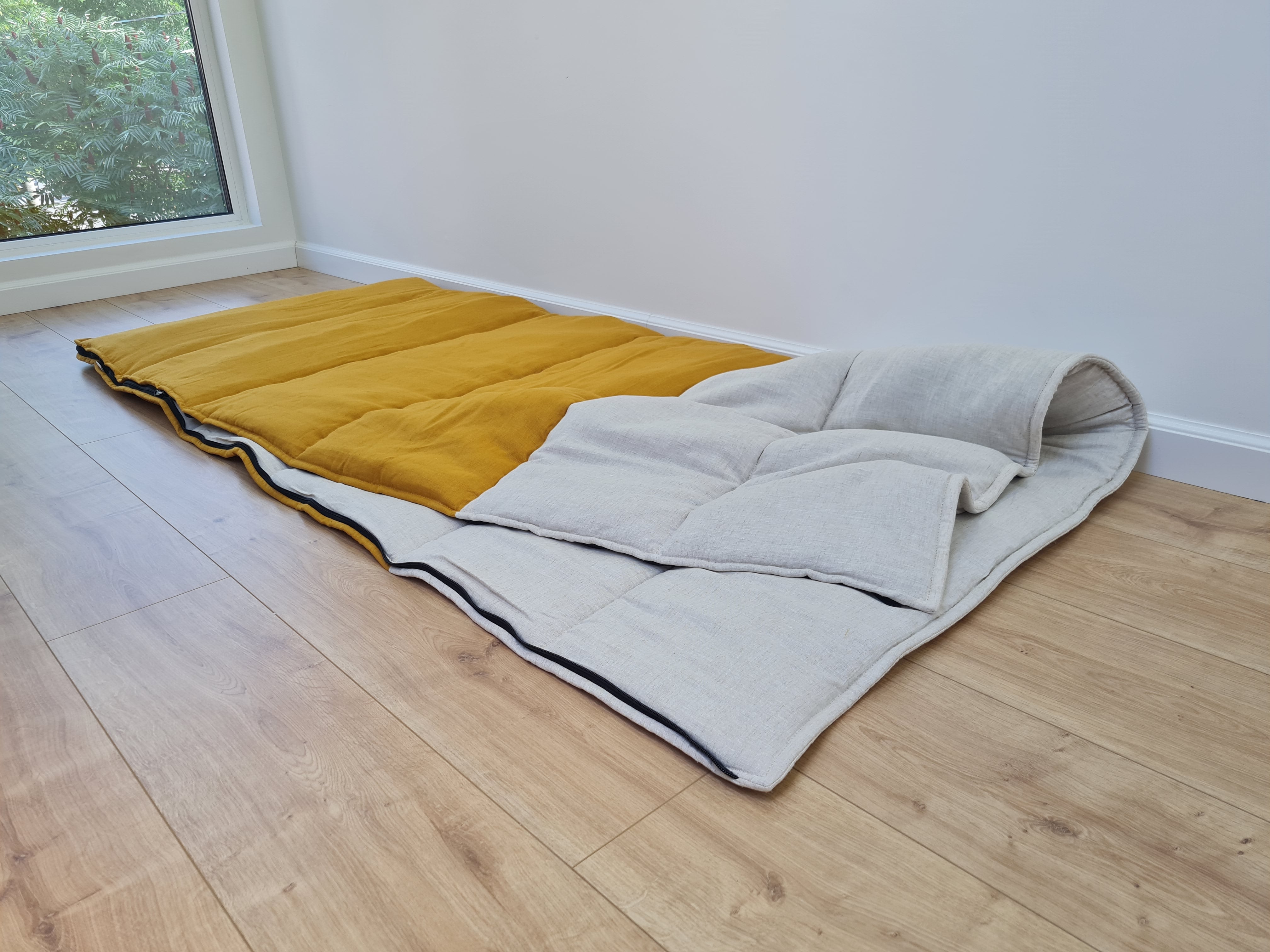 Thick HEMP Sleeping bag HEMP and lilen fabric filled organic Hemp fiber filling - Hemp sleep bag / blanket quilt, hand made