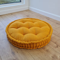 Round Hemp Cushion filled Hemp Fiber in natural Linen fabric organic Floor Chair cushion Meditation pillow custom made size