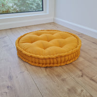 Round Hemp Cushion filled Hemp Fiber in natural Linen fabric organic Floor Chair cushion Meditation pillow custom made size