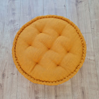 Round Hemp Cushion filled Hemp Fiber in natural Linen fabric organic Floor Chair cushion Meditation pillow custom made size