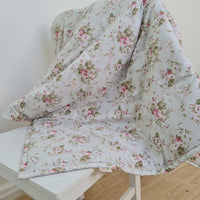 Natural Hemp Blanket in Roses on Mint natural cotton fabric filled organic Hemp fiber filler Full Queen King Custom size Blanket