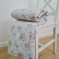 Natural Hemp Blanket in Roses on Mint natural cotton fabric filled organic Hemp fiber filler Full Queen King Custom size Blanket