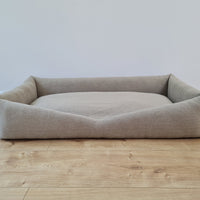 HEMP pet bed in natural non-dyed dark grey linen fabric filled organic HEMP Fiber - mat carpet - house for cats organic