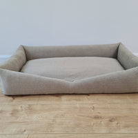 HEMP pet bed in natural non-dyed dark grey linen fabric filled organic HEMP Fiber - mat carpet - house for cats organic