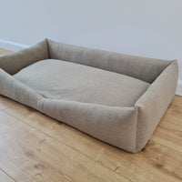 HEMP pet bed in natural non-dyed dark grey linen fabric filled organic HEMP Fiber - mat carpet - house for cats organic