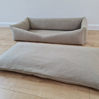 HEMP pet bed in natural non-dyed dark grey linen fabric filled organic HEMP Fiber - mat carpet - house for cats organic