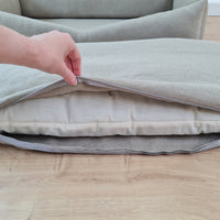 HEMP pet bed in natural non-dyed dark grey linen fabric filled organic HEMP Fiber - mat carpet - house for cats organic