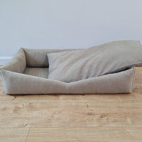 HEMP pet bed in natural non-dyed dark grey linen fabric filled organic HEMP Fiber - mat carpet - house for cats organic