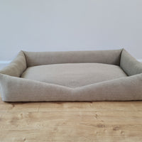 HEMP pet bed in natural non-dyed dark grey linen fabric filled organic HEMP Fiber - mat carpet - house for cats organic