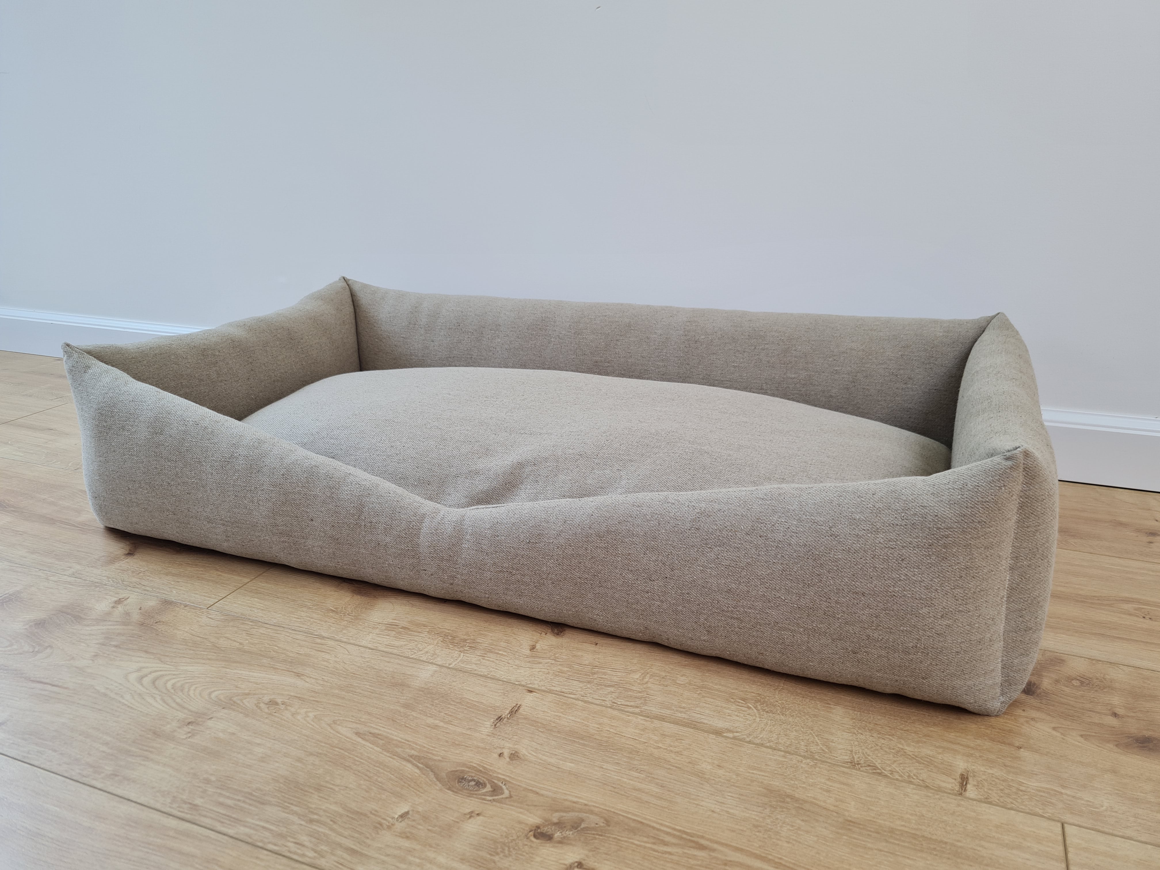 HEMP pet bed in natural non-dyed dark grey linen fabric filled organic HEMP Fiber - mat carpet - house for cats organic