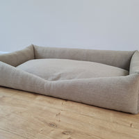 HEMP pet bed in natural non-dyed dark grey linen fabric filled organic HEMP Fiber - mat carpet - house for cats organic