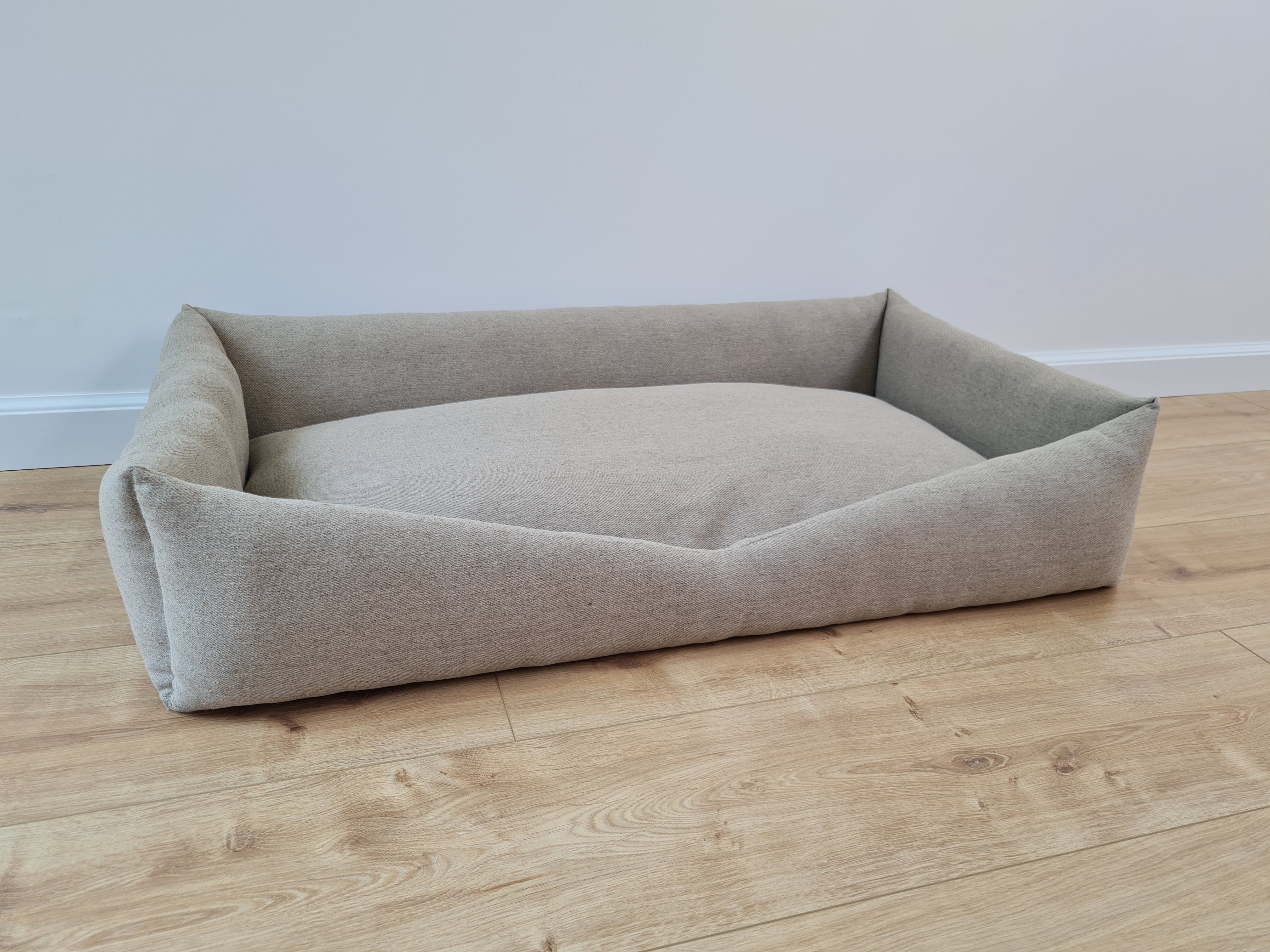 HEMP pet bed in natural non-dyed dark grey linen fabric filled organic HEMP Fiber - mat carpet - house for cats organic