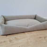 HEMP pet bed in natural non-dyed dark grey linen fabric filled organic HEMP Fiber - mat carpet - house for cats organic
