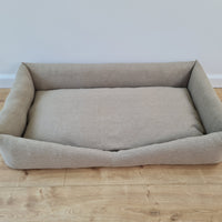HEMP pet bed in natural non-dyed dark grey linen fabric filled organic HEMP Fiber - mat carpet - house for cats organic