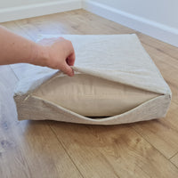 Hemp cushion with removable cover Hemp fiber filling in cotton fabric with linen cover Floor cushion custom made size