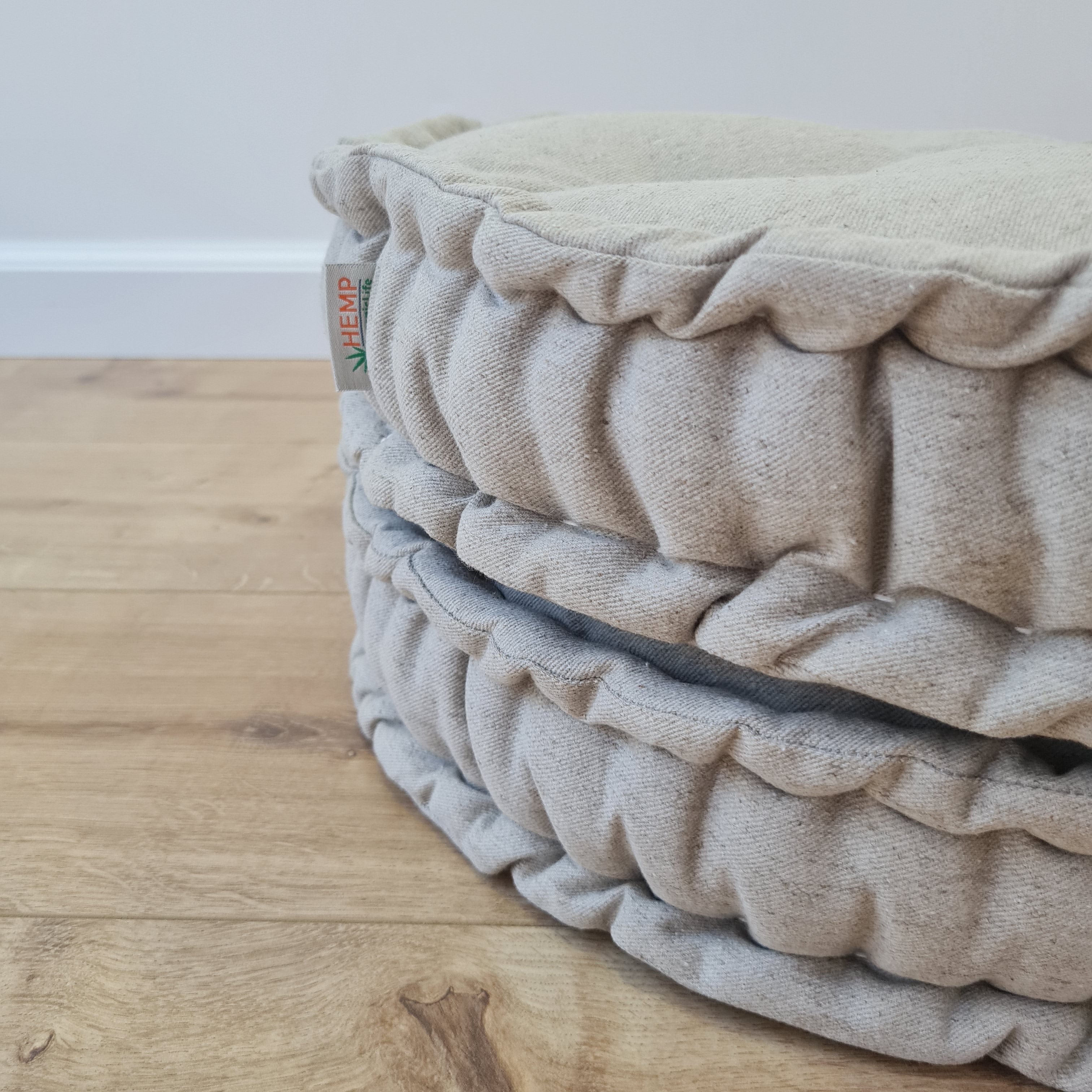 Round Hemp Cushion filled Hemp Fiber in natural non-dyed Linen fabric organic Floor Chair cushion Meditation pillow custom made size