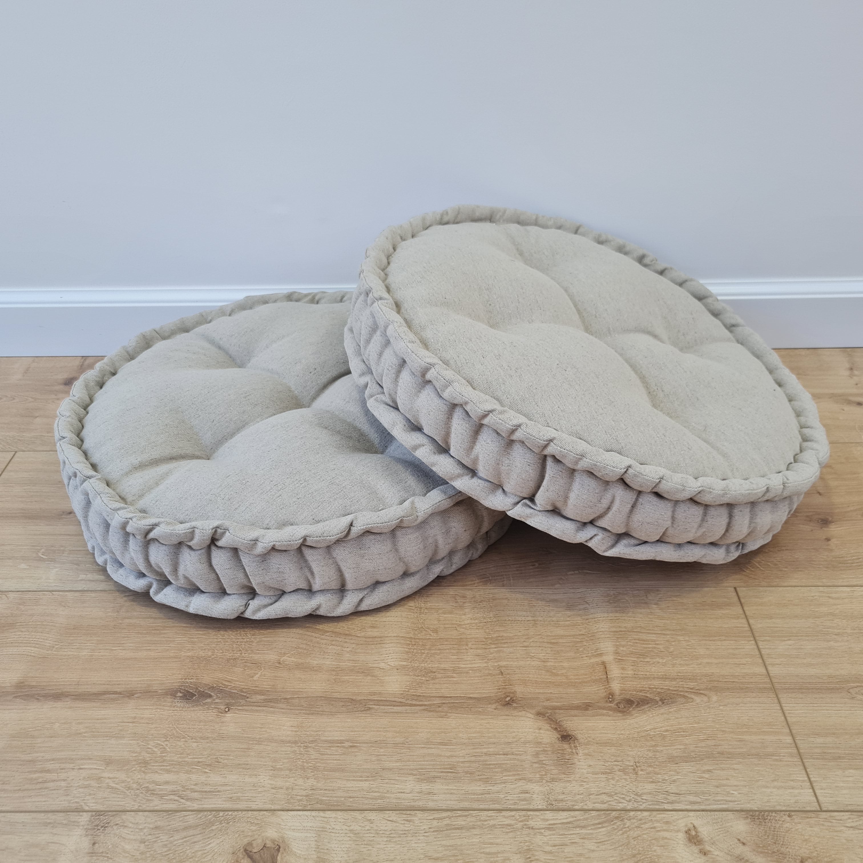 Round Hemp Cushion filled Hemp Fiber in natural non-dyed Linen fabric organic Floor Chair cushion Meditation pillow custom made size