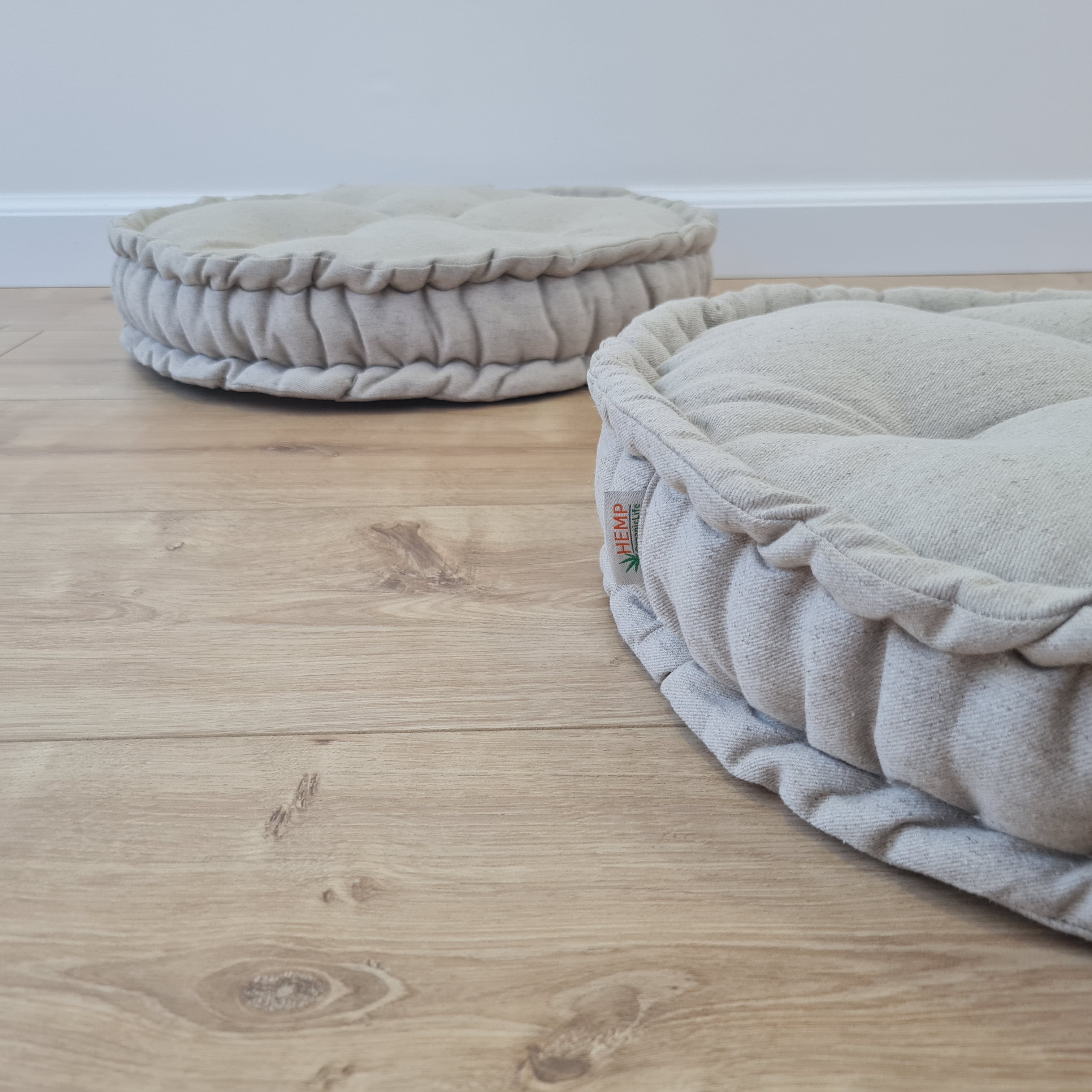 Round Hemp Cushion filled Hemp Fiber in natural non-dyed Linen fabric organic Floor Chair cushion Meditation pillow custom made size