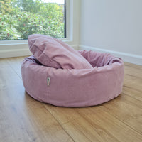 Round Hemp Cotton velvet Light Pink Pet Bed with Removable Washable Natural velvet Cover Filled Organic Hemp Fiber house eco-friendly Gift