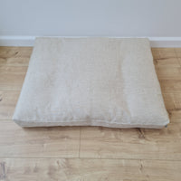 Hemp Linen Pet Mat Pad Cushion with Removable Linen Cover organic hemp fiber filler in non-dyed beige greylinen fabric