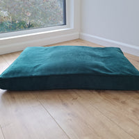 Hemp Pet Mat Pad Cushion with Removable Washable Cotton green velvet Cover Organic Hemp Fiber Filler in Natural Cotton Fabric Padded Dog