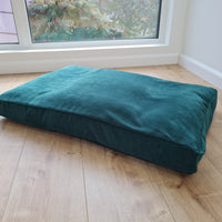 Hemp Pet Mat Pad Cushion with Removable Washable Cotton green velvet Cover Organic Hemp Fiber Filler in Natural Cotton Fabric Padded Dog