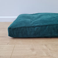 Hemp Pet Mat Pad Cushion with Removable Washable Cotton green velvet Cover Organic Hemp Fiber Filler in Natural Cotton Fabric Padded Dog