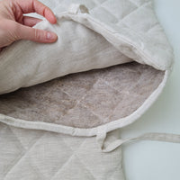 Hemp Linen pillow cover quilted by HEMP Organic fiber in natural non-dyed linen or hemp fabric with ties