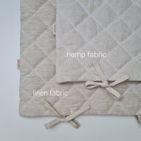 Hemp Linen pillow cover quilted by HEMP Organic fiber in natural non-dyed linen or hemp fabric with ties