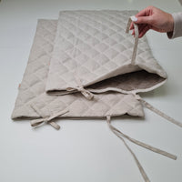 Hemp Linen pillow cover quilted by HEMP Organic fiber in natural non-dyed linen or hemp fabric with ties