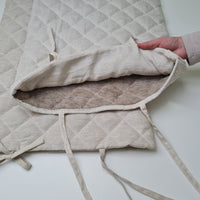 Hemp Linen pillow cover quilted by HEMP Organic fiber in natural non-dyed linen or hemp fabric with ties