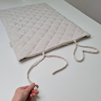 Hemp Linen pillow cover quilted by HEMP Organic fiber in natural non-dyed linen or hemp fabric with ties