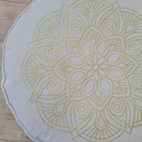 D16.5"x3.15"(42x8cm) Embroidery linen Zafu with cotton linner floor cushion with Buckwheat hulls /Organic Meditation cushion