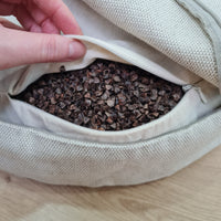 D16.5"x3.15"(42x8cm) Embroidery linen Zafu with cotton linner floor cushion with Buckwheat hulls /Organic Meditation cushion
