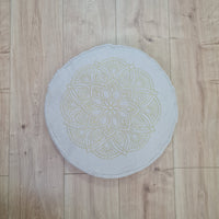 D16.5"x3.15"(42x8cm) Embroidery linen Zafu with cotton linner floor cushion with Buckwheat hulls /Organic Meditation cushion