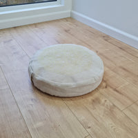 D16.5"x3.15"(42x8cm) Embroidery linen Zafu with cotton linner floor cushion with Buckwheat hulls /Organic Meditation cushion