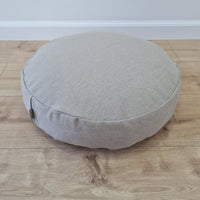 Round Hemp cushion with removable cover Hemp fiber filling in cotton fabric with linen non-dyed cover Floor cushion custom made size