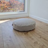 Round Hemp cushion with removable cover Hemp fiber filling in cotton fabric with linen non-dyed cover Floor cushion custom made size