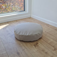 Round Hemp cushion with removable cover Hemp fiber filling in cotton fabric with linen non-dyed cover Floor cushion custom made size