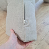 Hemp back cushion filled organic hemp fiber filling with natural linen removable zippered cover