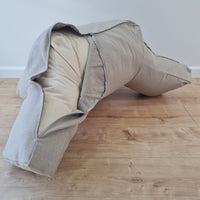 Hemp back cushion filled organic hemp fiber filling with natural linen removable zippered cover